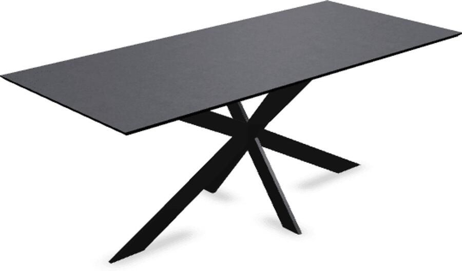 KAS20 Melamine eettafel beton donker Recht Matrix ultra onderstel beton tafel