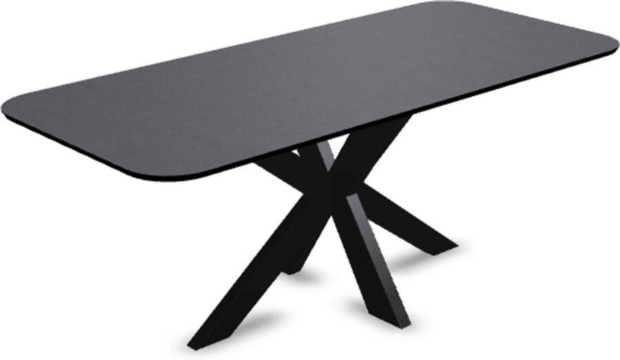 KAS20 Melamine eettafel beton donker Recht radius Matrix onderstel beton tafel