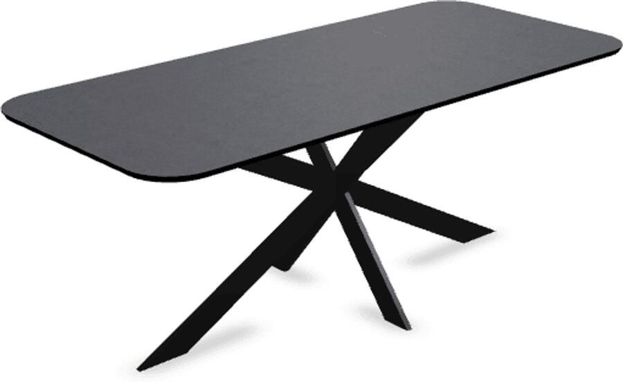 KAS20 Melamine eettafel beton donker Recht radius Matrix ultra onderstel beton tafel