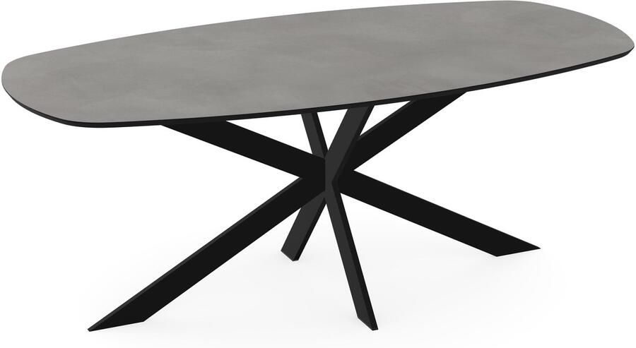 KAS20 Melamine eettafel beton donker Deens ovaal Matrix ultra onderstel beton tafel 160 x 80 cm - Foto 2