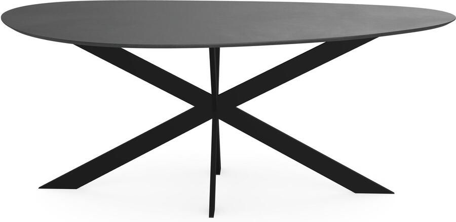 KAS20 Melamine eettafel beton donker Kiezel Type A Matrix ultra onderstel beton tafel 160 x 80 cm