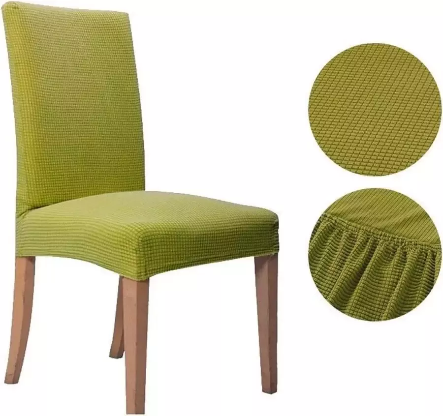 Kasey Products Kasey s Stoelhoes voor Eetkamerstoel 2 Stuks Stretch Materiaal Geblokt Patroon Jacquard Appel Groen - Foto 2