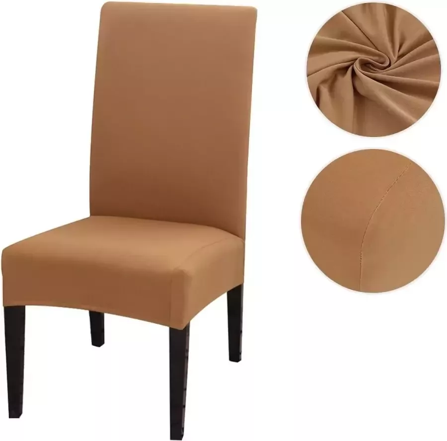 Kasey Products Kasey s Stoelhoes voor Eetkamerstoel 2 Stuks Stretch Materiaal Universele Stoelhoezen Lichtbruin - Foto 2