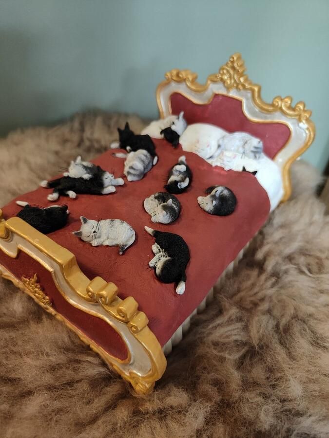 Katdootje Beeld Bed vol katten