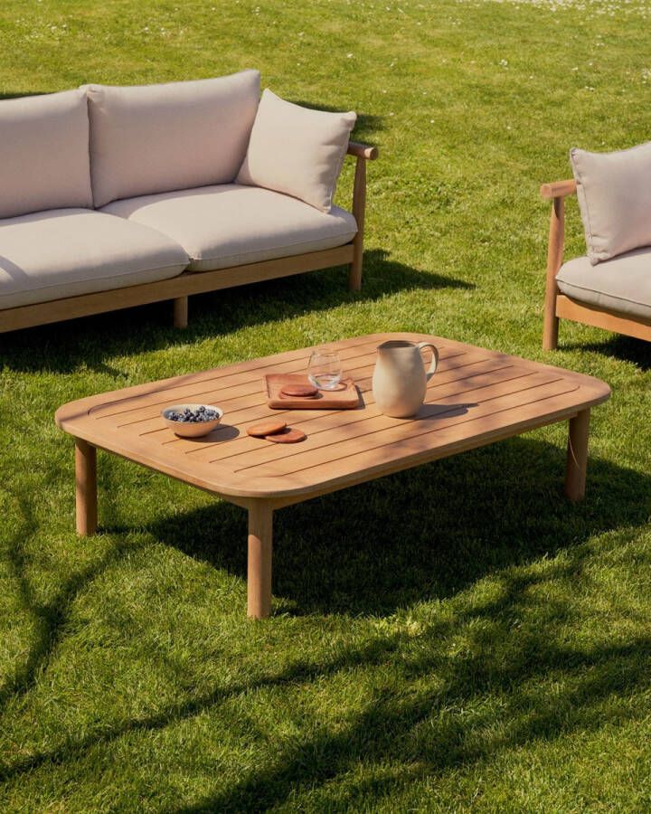 Kave Home 100% outdoor salontafel Sacova in massief eucalyptushout 140 x 89 cm - Foto 1