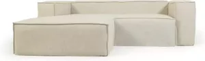 Kave Home 2-zitsbank Blok met linker chaise longue en afneembare bekleding in wit linnen 240 cm
