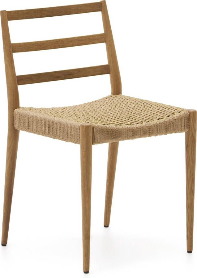 Kave Home Analy-stoel in massief eikenhout FSC 100% met natuurlijke afwerking en zitting van touw