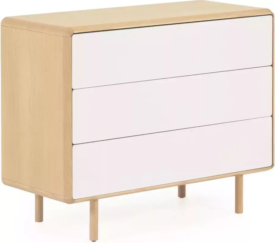 Kave Home Anielle commode met 3 laden in massief essenfineer 99 x 78 5 cm - Foto 4