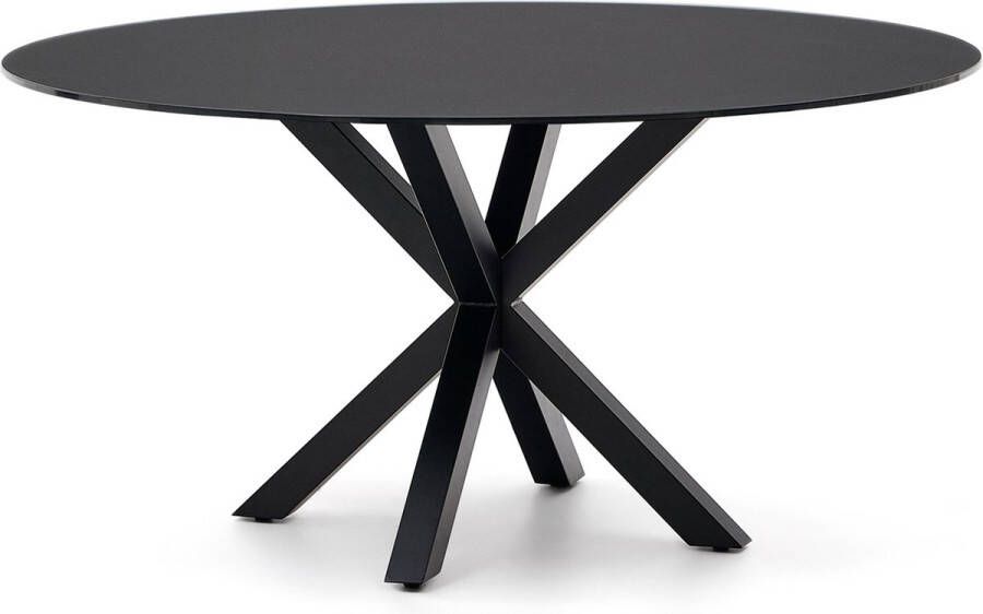 Kave Home Argo ronde glazen tafel met stalen poten in zwart Ø 150 cm - Foto 1