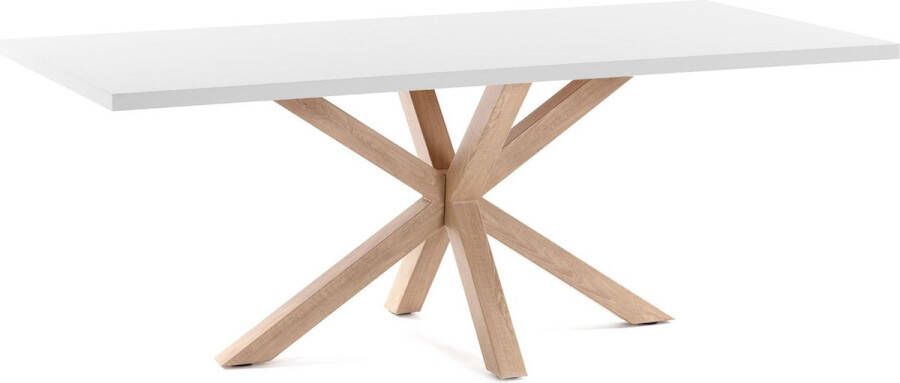 Kave Home Argo tafel 160 cm wit melamine hout effect benen