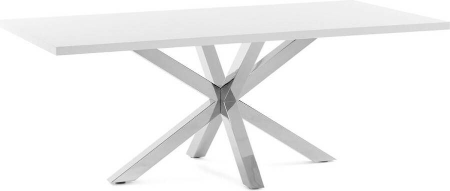 Kave Home Argo tafel 160 cm wit melamine roestvrij benen