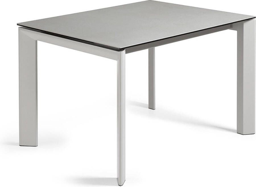 Kave Home Axis uitschuifbare tafel 120 (180) cm porselein afwerking Hydra-draad grijs benen