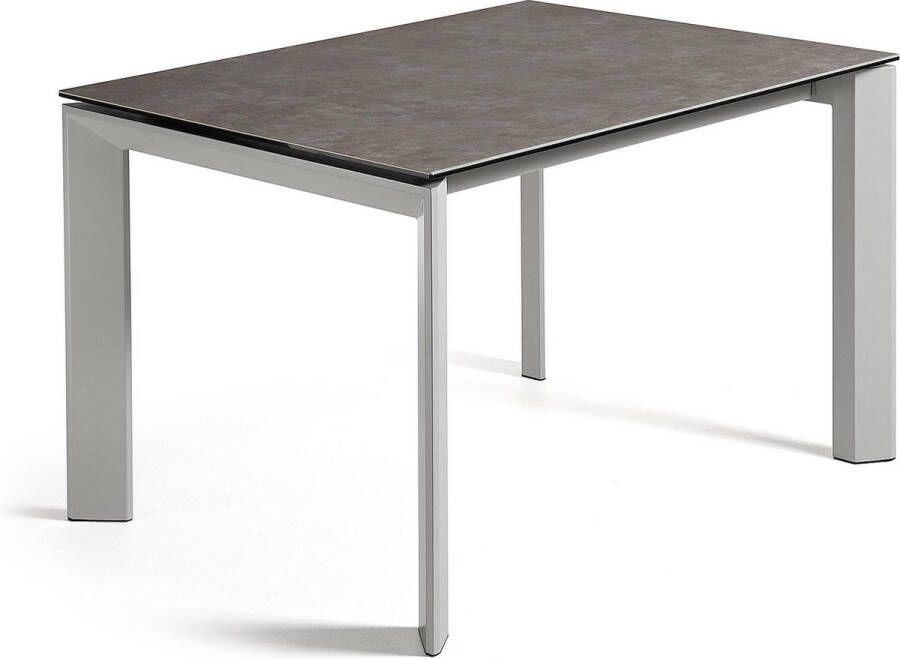 Kave Home Axis uitschuifbare tafel 120 (180) cm porselein afwerking Vulcano Ash grijs benen