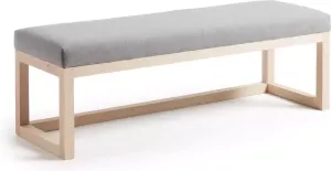 Kave Home Bankje Loya grijs massief beukenhout 128 cm