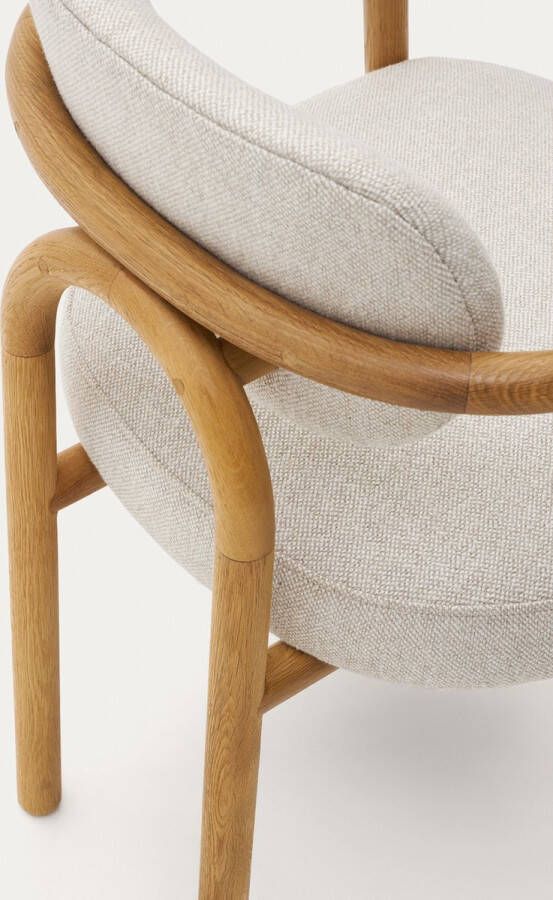 Kave Home Beige Melqui-stoel in massief eikenhout met natuurlijke afwerking - Foto 2