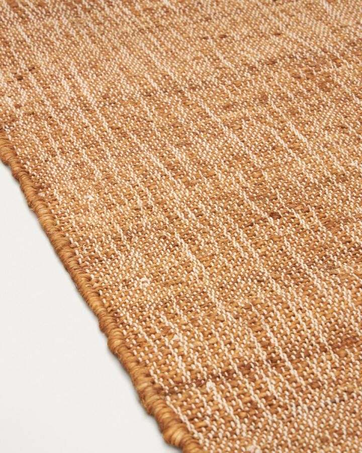 Kave Home Cabanes vloerkleed jute & katoen naturel & bruin 70 x 140 cm