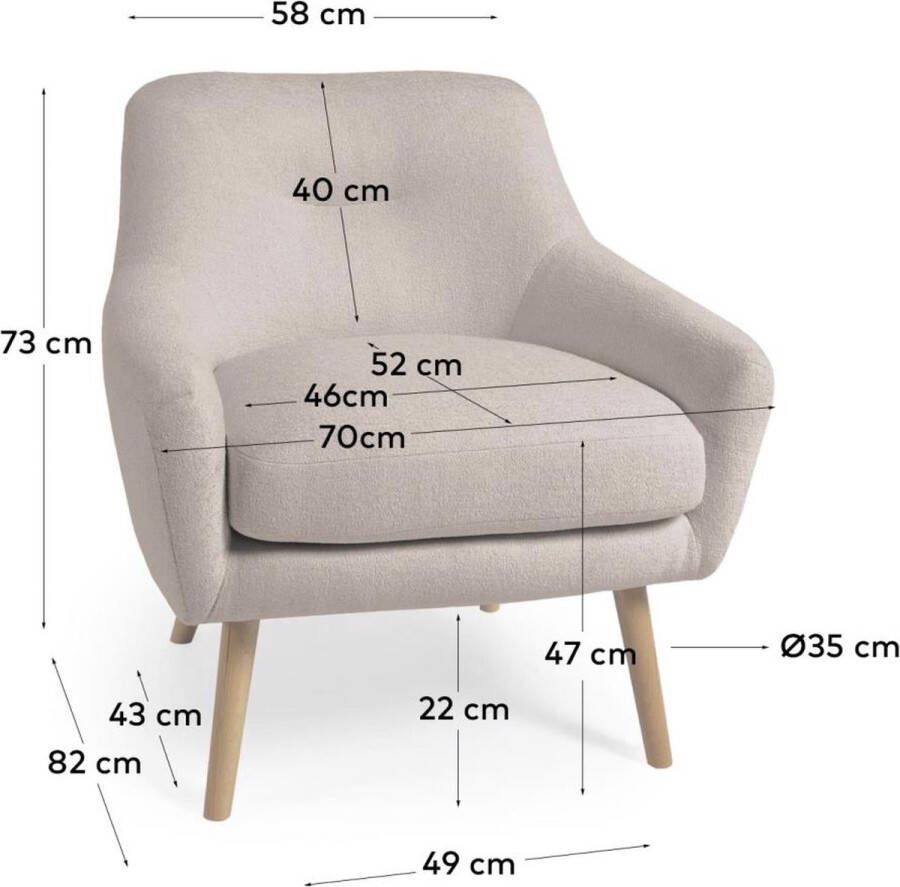 Kave Home Candela fauteuil in grijs micro-bouclé - Foto 1