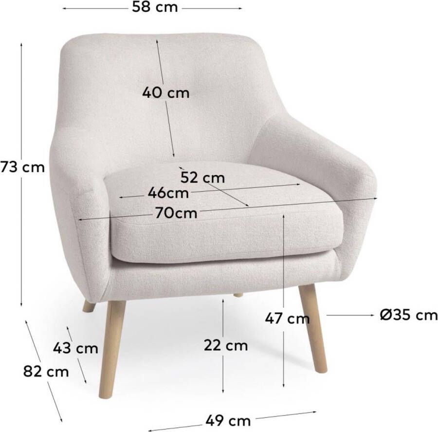 Kave Home Candela fauteuil in wit micro-bouclé - Foto 2