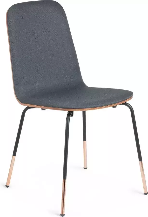 Kave Home Canele donkergrijze stoel met eiken fineer en staal met zwarte afwerking - Foto 1