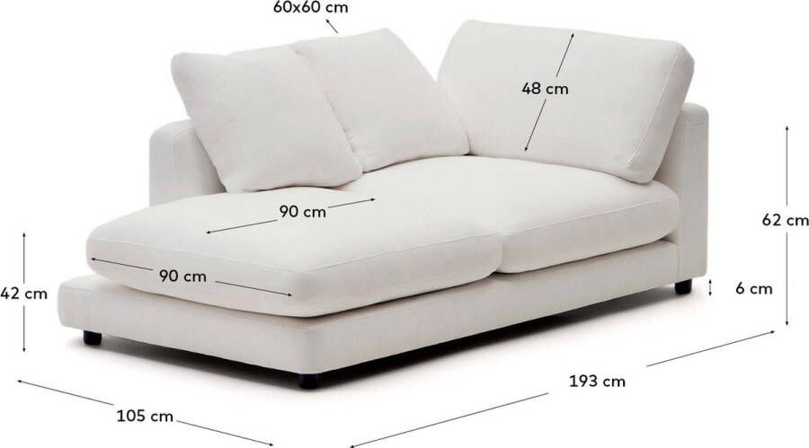 Kave Home Chaise longue Gala links wit 193 x 105 cm