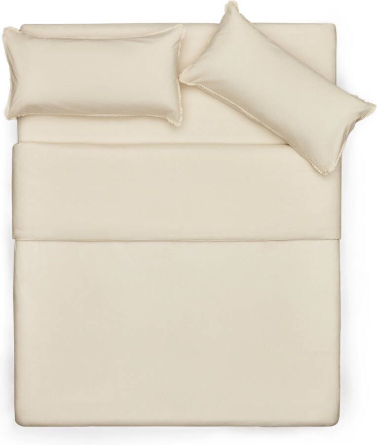 Kave Home Ciurana 100% katoenen ruche dekbedovertrek met natuurkant voor bed 135 140 cm