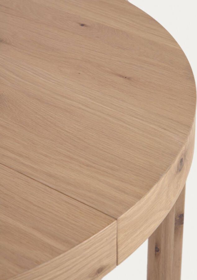 Kave Home Colleen uittrekbare ronde tafel met eiken fineer en massief houten poten Ø120(170)x120 cm - Foto 2