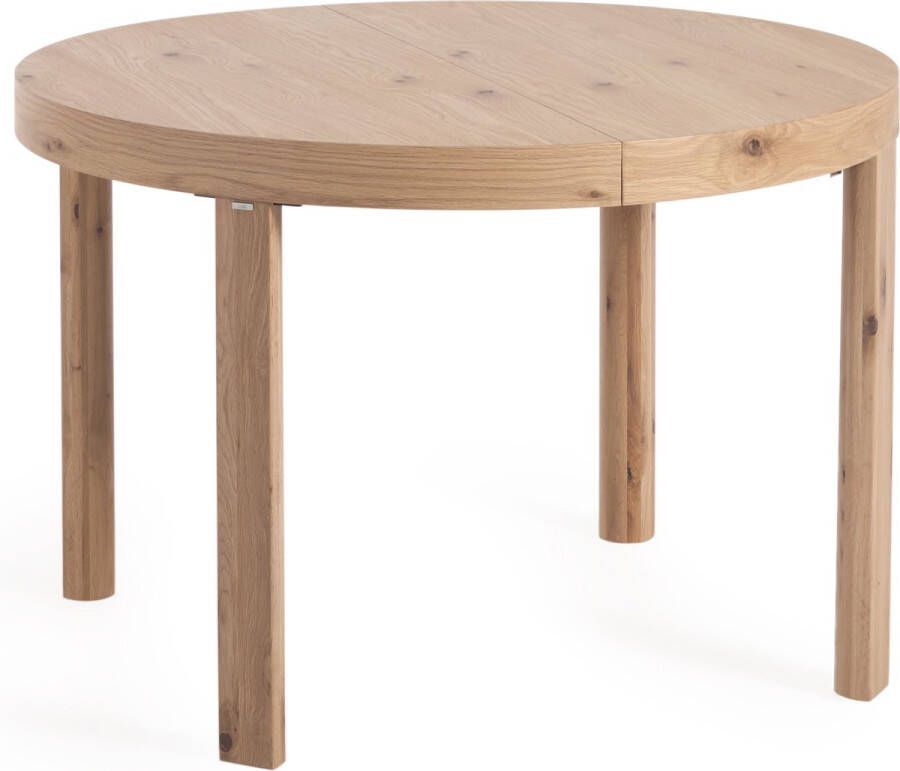 Kave Home Colleen uittrekbare ronde tafel met eiken fineer en massief houten poten Ø120(170)x120 cm - Foto 1