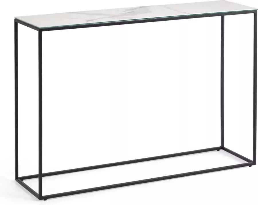 Kave Home Rewena salontafel van porselein met witte kalosafwerking en stalen frame 110 x 75 cm (mtk0172) - Foto 2