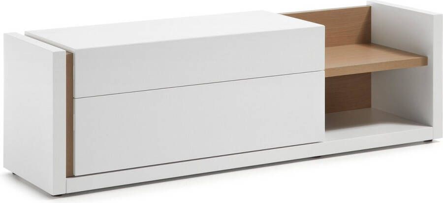 Kave Home DE wit gelakt TV-meubel met eiken fineer details 170 x 52 cm