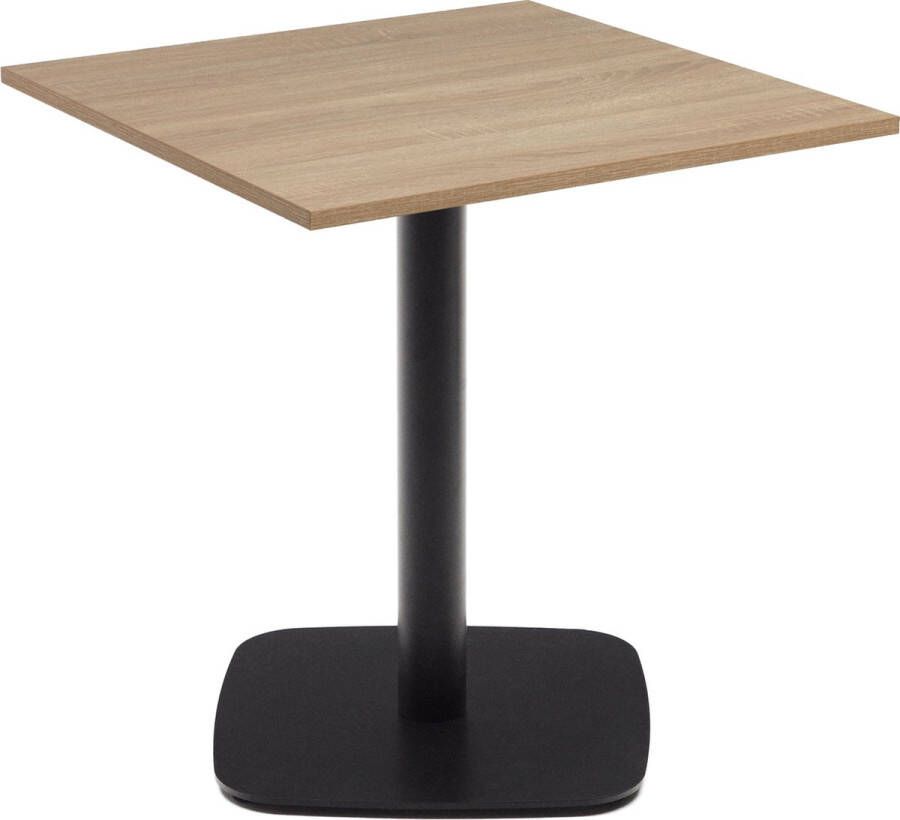 Kave Home Dina-buitentafel van natuurlijke melamine en met zwart gelakte metalen poot 70 x 70 x 70 c - Foto 3