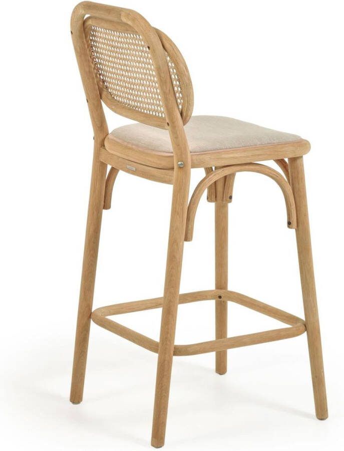 Kave Home Doriane 65 cm height solid oak stool with natural finish and upholstered seat FSC Mix Cred - Foto 2