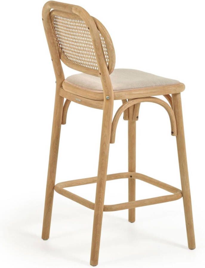 Kave Home Doriane 65 cm height solid oak stool with natural finish and upholstered seat - Foto 2