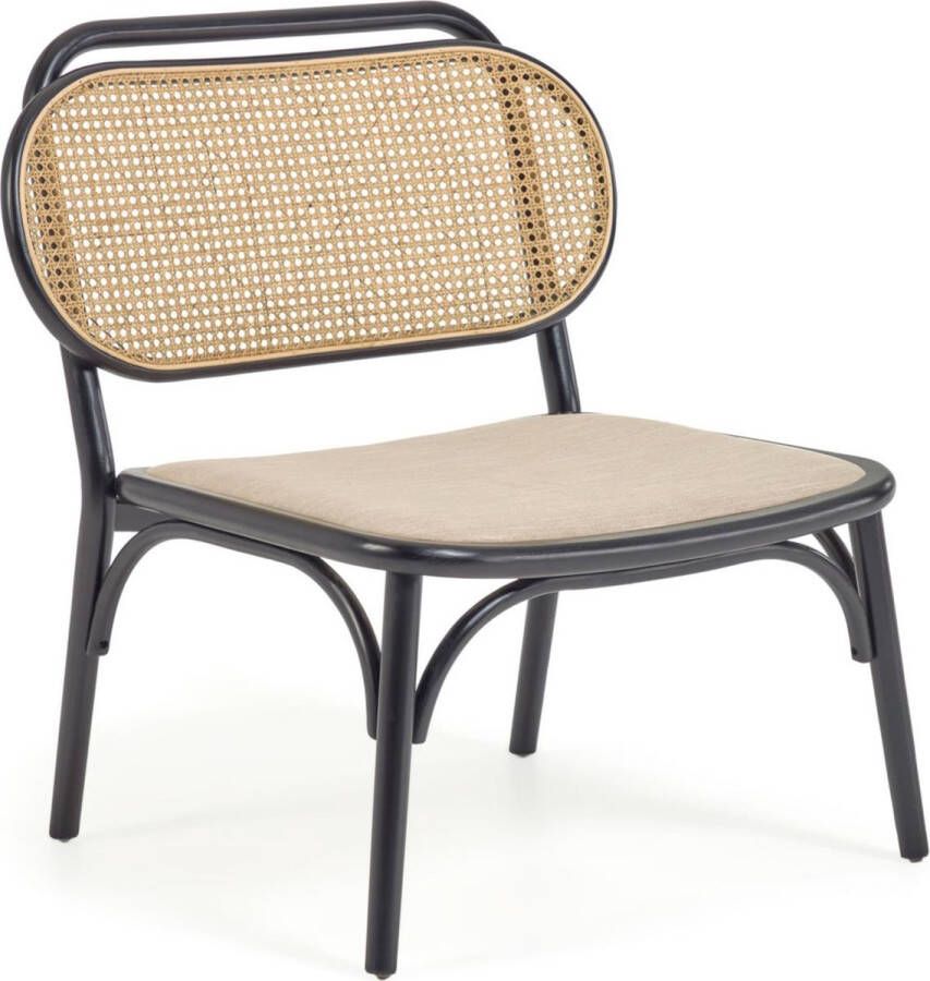 Kave Home Doriane solid elm easy chair with black lacquer finish and upholstered seat - Foto 1
