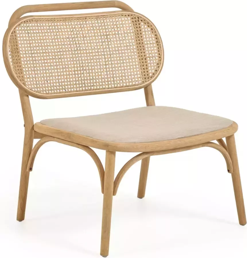 Kave Home Doriane solid oak easy chair with natural finish and upholstered seat - Foto 2