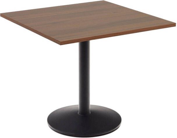 Kave Home Esilda-tafel van noothouten melamine en zwart gelakte metalen poot 90 x 90 x 70 cm - Foto 2