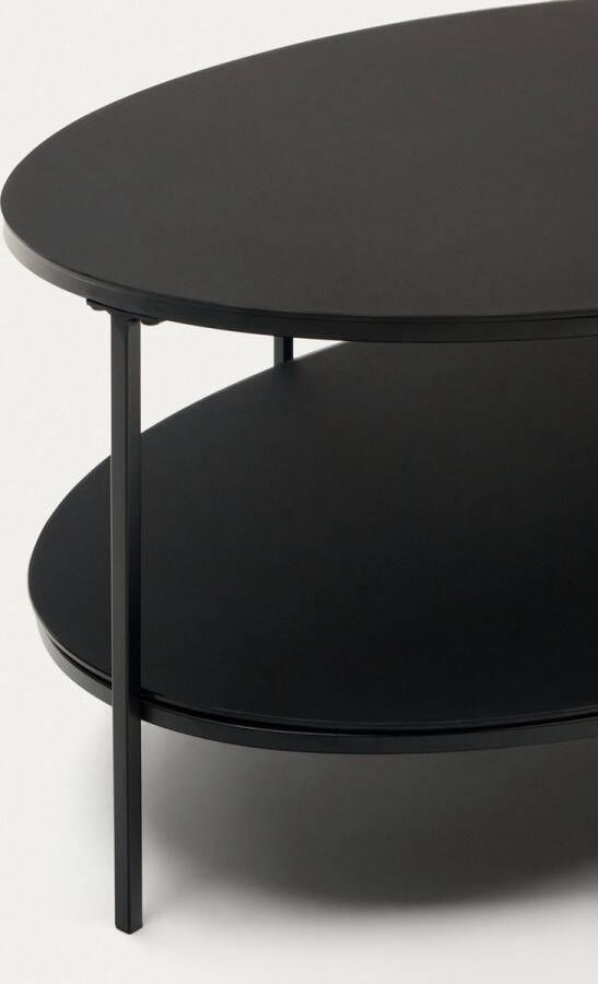 Kave Home Fideia salontafel van gehard glas en metaal met matzwarte afwerking Ø 110 x 65 cm - Foto 1