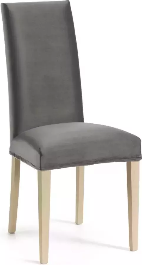 Kave Home Freda Stoel fluweel grijs en naturel