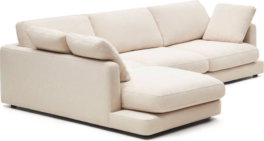 Kave Home Gala 4-zitsbank met chaise longue links in beige 300 cm - Foto 3