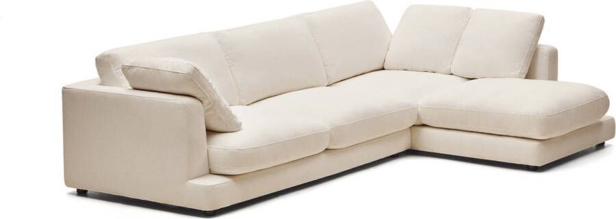 Kave Home Gala 4-zitsbank met chaise longue rechts in beige 300 cm - Foto 3