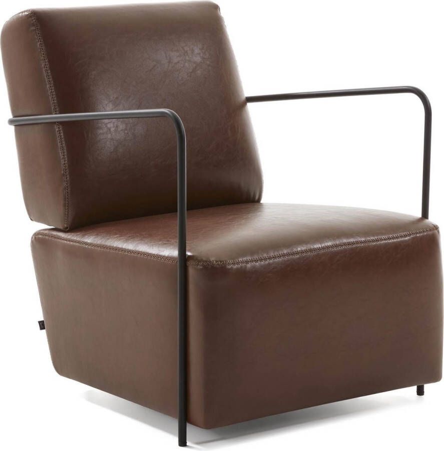 Kave Home Gamer Fauteuil in bruin synthetisch leer en metaal met zwarte afwerking