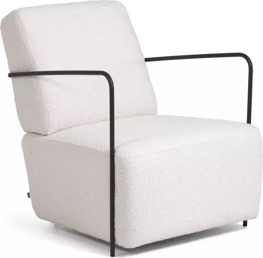 Kave Home Gamer fauteuil wit geschoren effect en metaal met zwarte afwerking - Foto 3