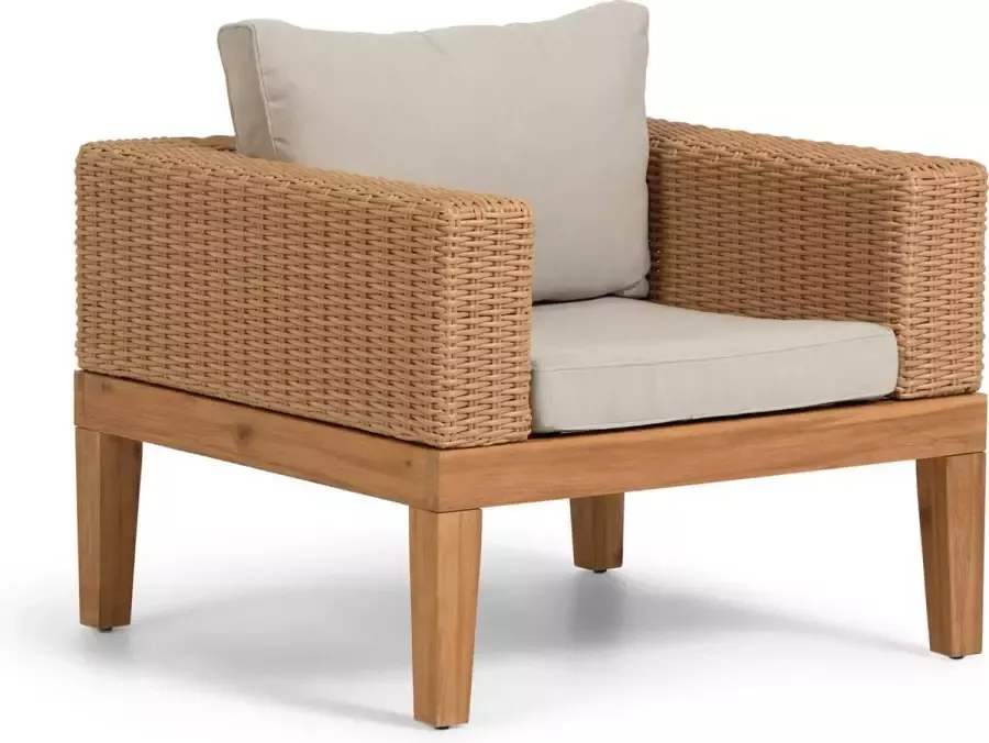 Kave Home Giana fauteuil in massief acaciahout en rotan FSC 100% - Foto 1