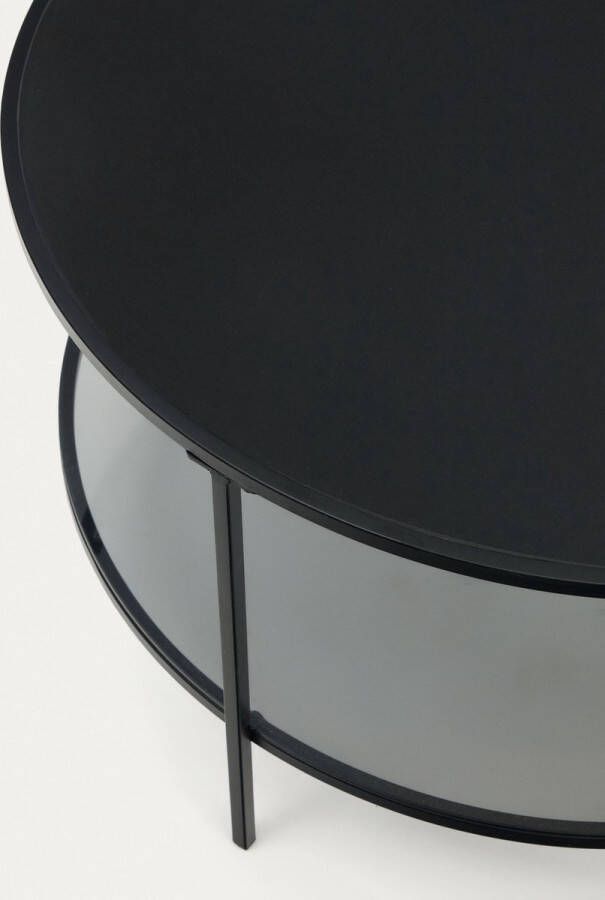 Kave Home Gilda salontafel van gehard glas en metaal met matzwarte afwerking Ø 80 cm - Foto 1