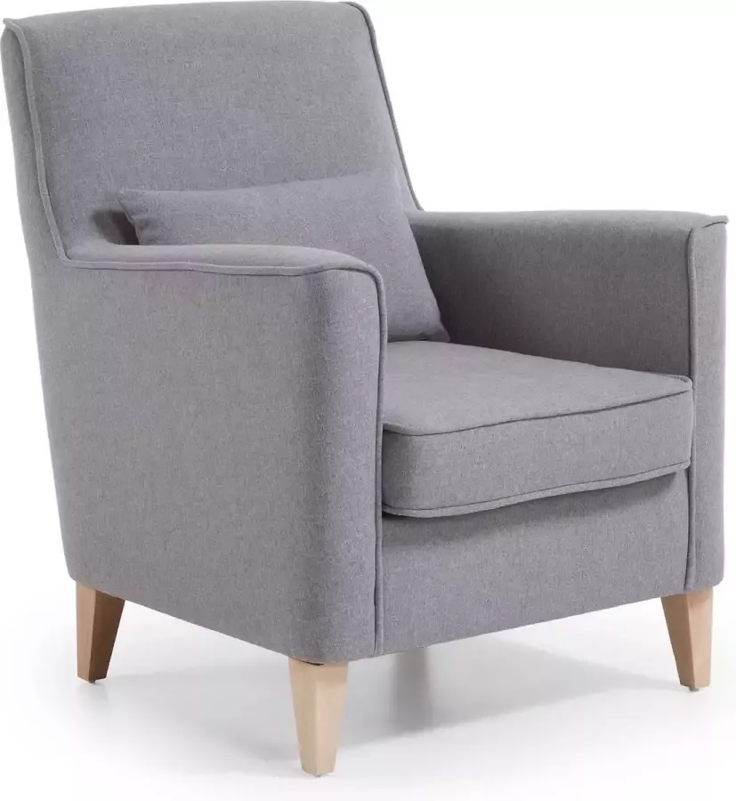 Kave Home Glam fauteuil in lichtgrijs met massief beukenhouten poten - Foto 1