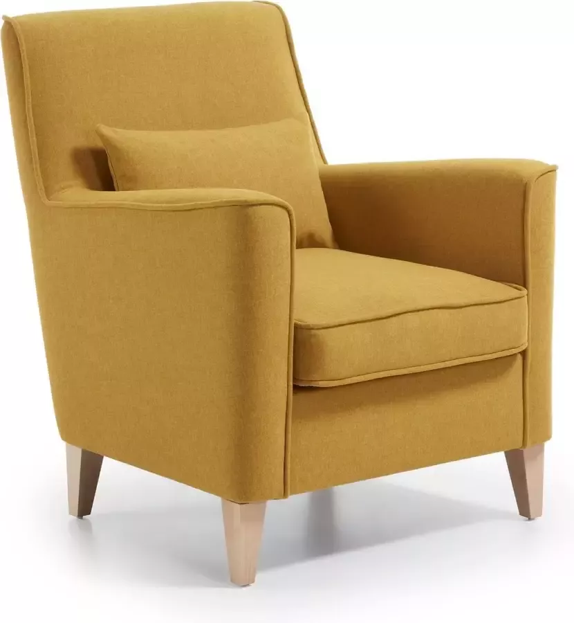 Kave Home Glam fauteuil in mosterdgeel met massief beukenhouten poten - Foto 1
