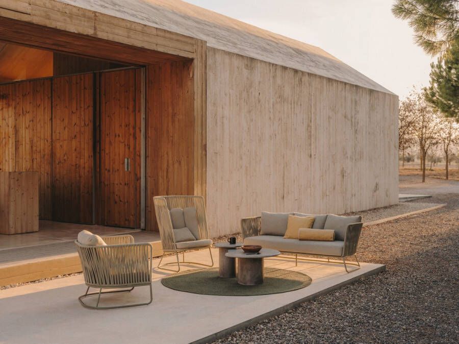 Kave Home Groen rond tapijt Despas van synthetische vezels Ø 200 cm