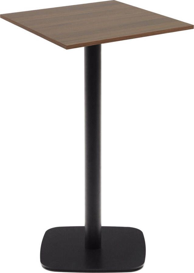 Kave Home Hoge Tiaret-tafel van noothout met melamine en zwart gelakte metalen poot 60 x 60 x 96 cm - Foto 2