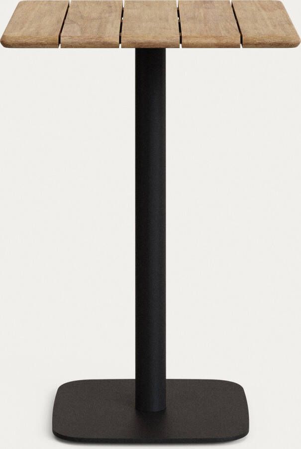 Kave Home Hoge vierkante Saura bar tafel van metaal staal en acacia met natuurlijke afwerking 96 x 7