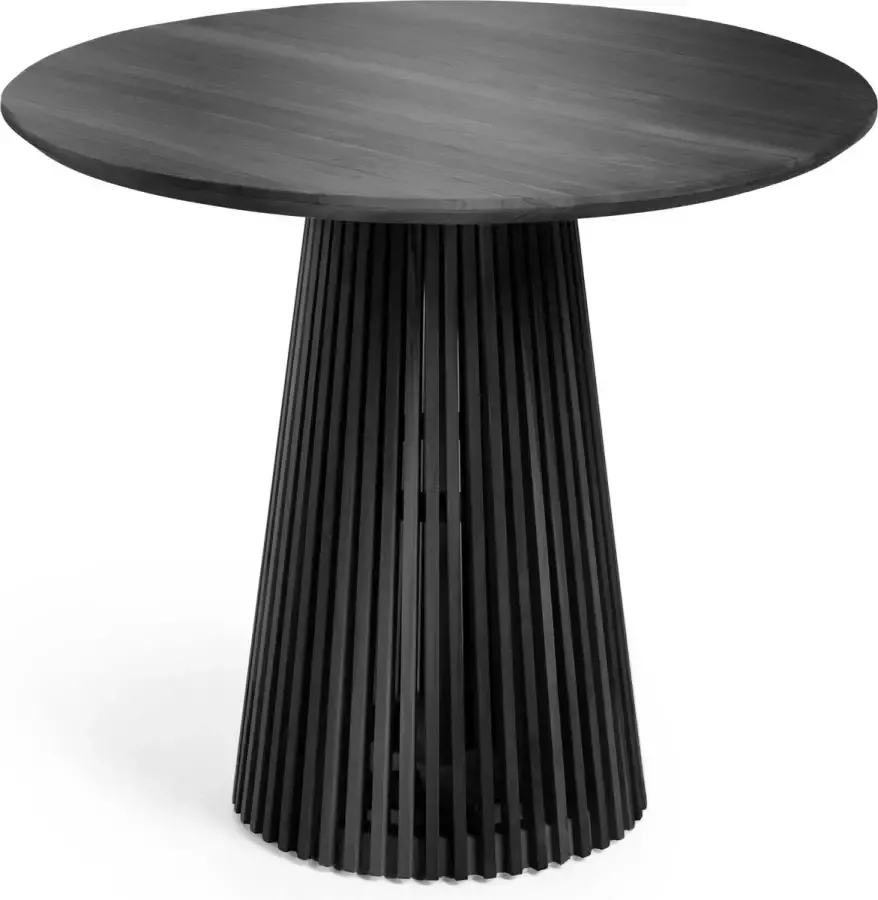 Kave Home Jeanette ronde massief witte cederhouten tafel in zwart Ø 90 cm - Foto 2