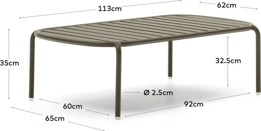 Kave Home Joncols outdoor salontafel in aluminium met groen gelakte afwerking Ø 110 x 62 cm - Foto 1